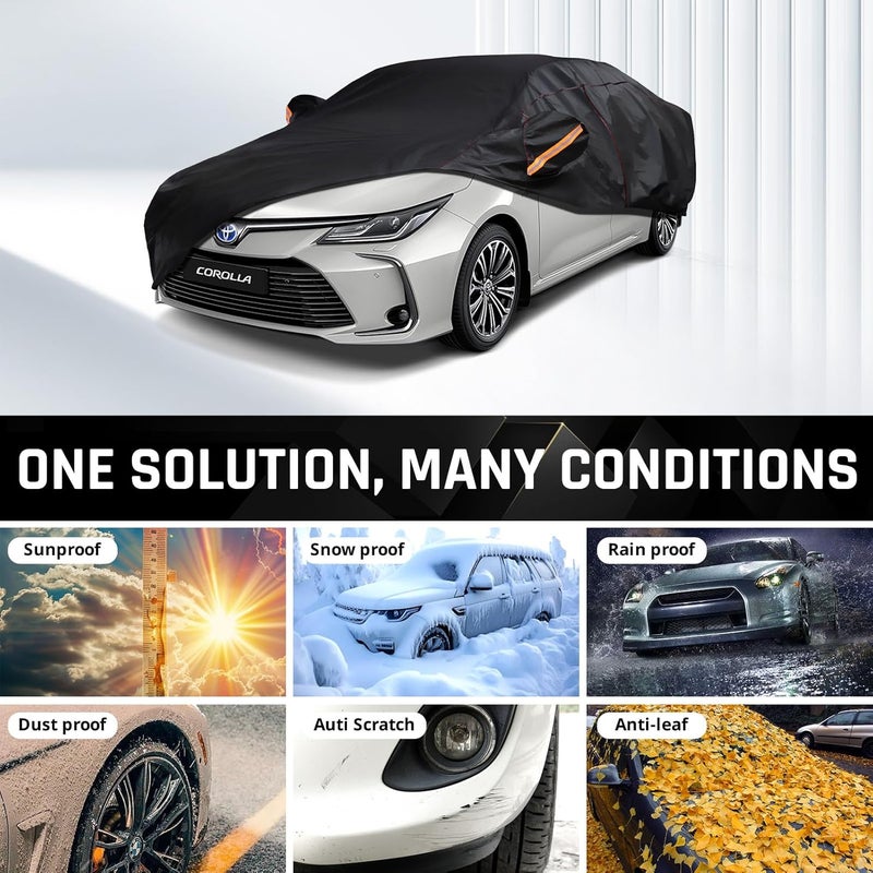 AltoCover Car Cover Custom Fit for Toyota Corolla 2013-2025, Honda Civic 2016-2025, 6 Layer Heavy Duty Car Cover Waterproof All Weather with Cotton Liner & Door Zipper - Image 5